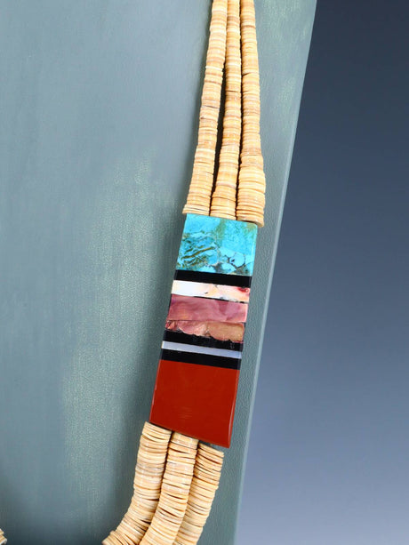 Native American Santo Domingo Shell Heishi Mosaic Necklace - PuebloDirect.com