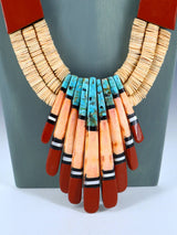 Native American Santo Domingo Shell Heishi Mosaic Necklace - PuebloDirect.com