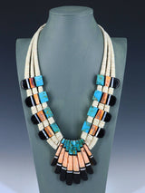Native American Santo Domingo Shell Heishi Mosaic Necklace - PuebloDirect.com