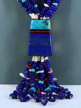 Santo Domingo Jewelry Five Strand Lapis Mosaic Jocla Necklace - PuebloDirect.com