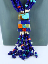 Santo Domingo Jewelry Five Strand Lapis Mosaic Jocla Necklace - PuebloDirect.com