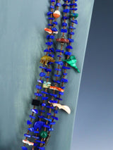 Native American Four Strand Lapis Treasure Necklace - PuebloDirect.com