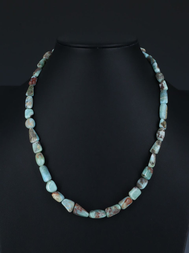 20" Native American Jewelry Single Strand Larimar Nugget Necklace - PuebloDirect.com