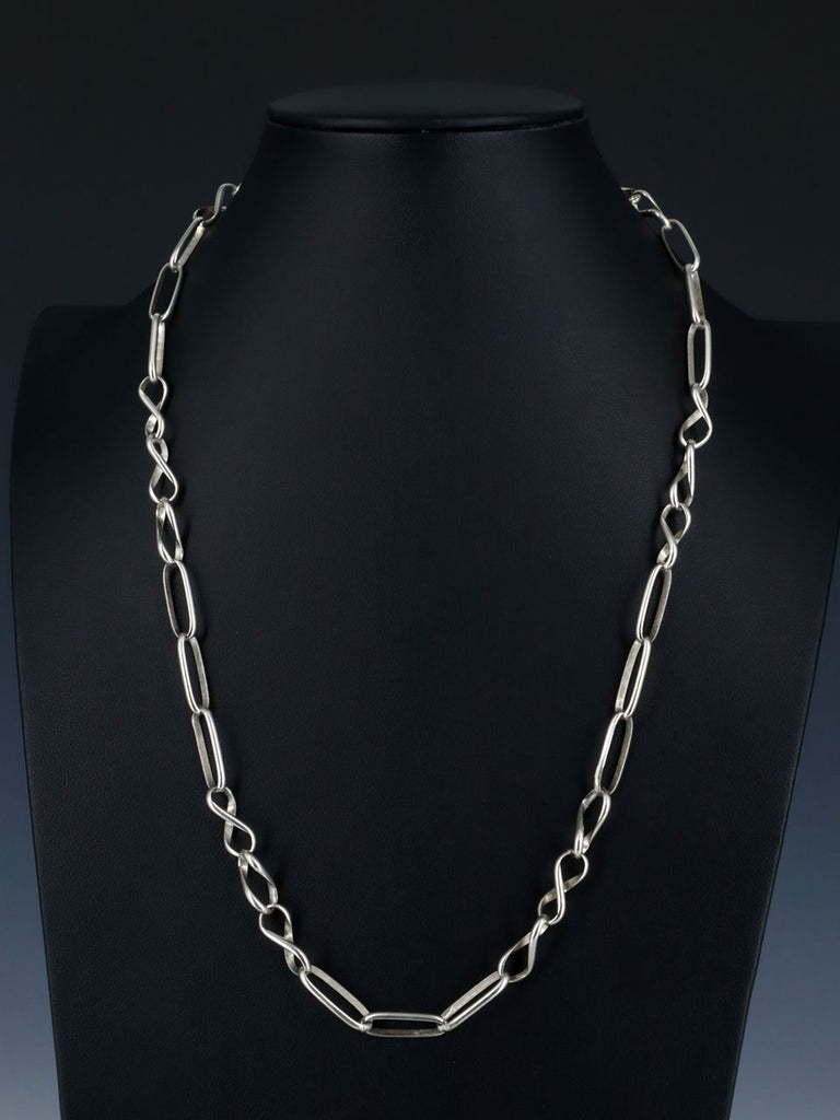 Navajo 24" Handmade Sterling Silver Link Chain Necklace - PuebloDirect.com