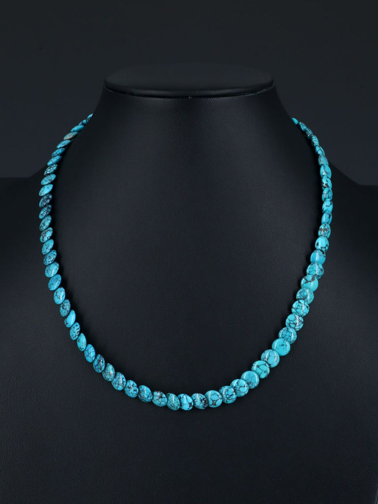 18" Native American Jewelry Single Strand Turquoise Disc Necklace - PuebloDirect.com