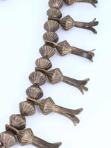 Old Native American Sterling Silver Turquoise Squash Blossom Necklace - PuebloDirect.com