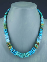 19" Single Strand Polychrome Graduated Turquoise Necklace - PuebloDirect.com