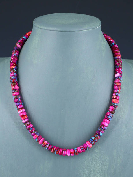 19" Single Strand Compressed Dyed Turquoise Necklace - PuebloDirect.com