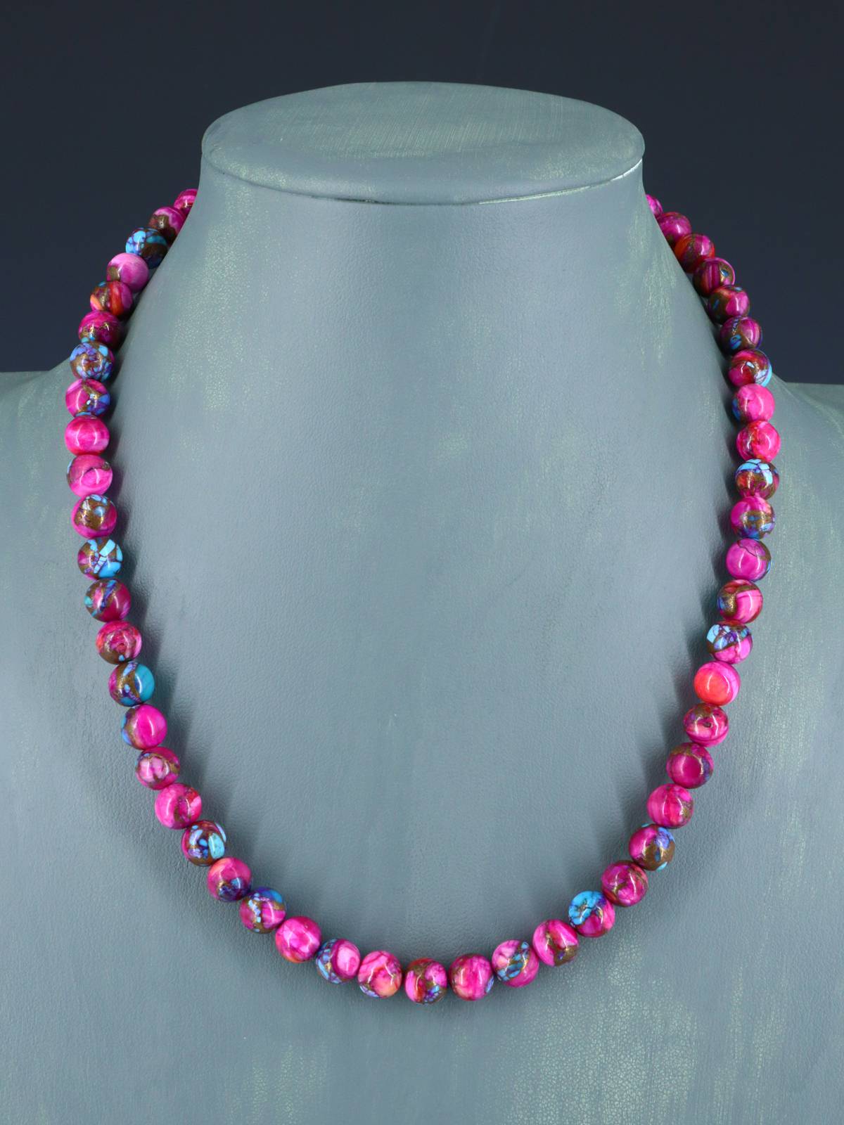 19" Single Strand Compressed Dyed Turquoise Necklace - PuebloDirect.com