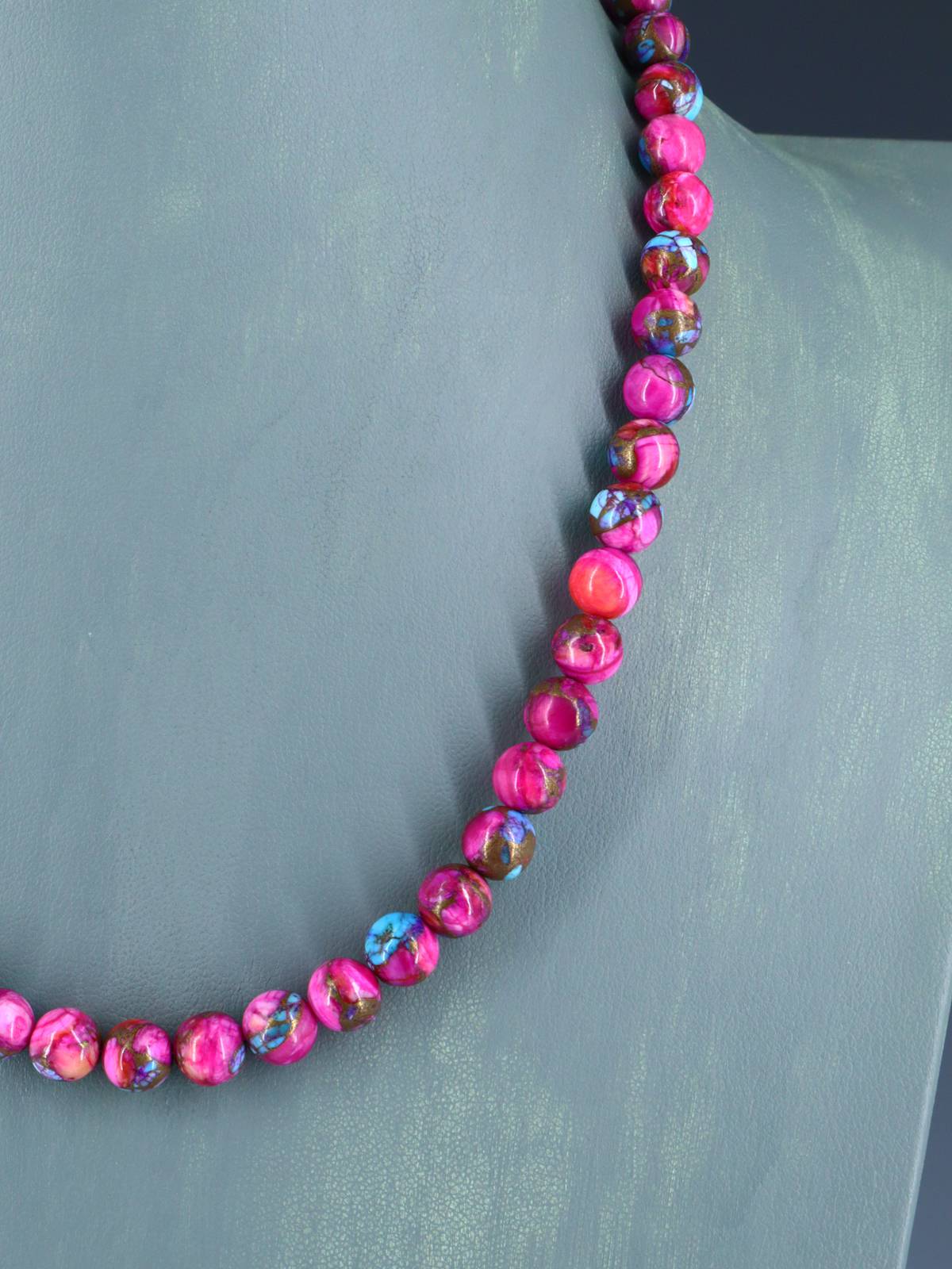 19" Single Strand Compressed Dyed Turquoise Necklace - PuebloDirect.com