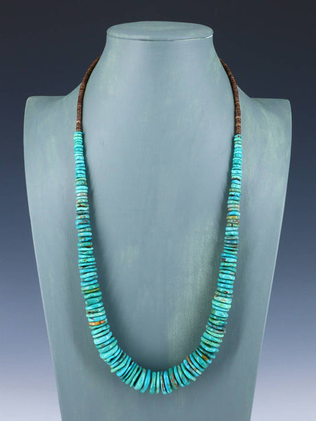 Single Strand Polychrome Graduated Turquoise Necklace - PuebloDirect.com