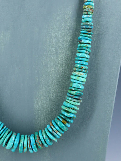 Single Strand Polychrome Graduated Turquoise Necklace - PuebloDirect.com