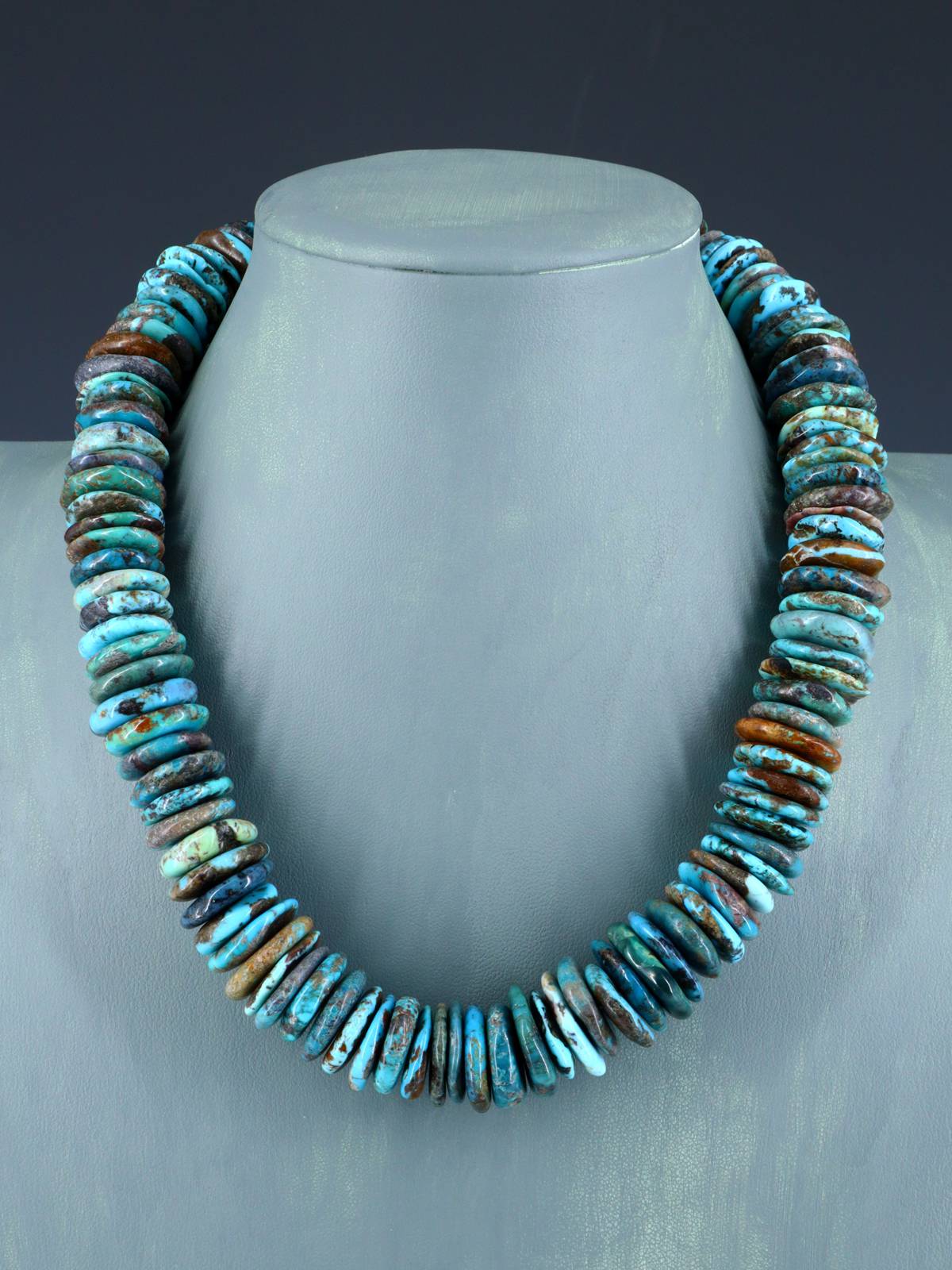 19" Navajo Single Strand Chunky Turquoise Necklace - PuebloDirect.com