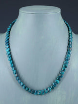 19" Navajo Single Strand Turquoise Disc Necklace - PuebloDirect.com