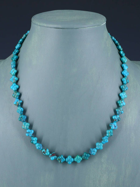 Navajo 18" Single Strand Turquoise Cushion Bead Necklace - PuebloDirect.com