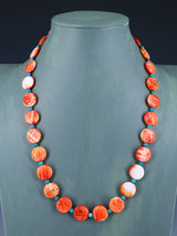 Navajo 22" Single Strand Spiny Oyster Disc Necklace - PuebloDirect.com