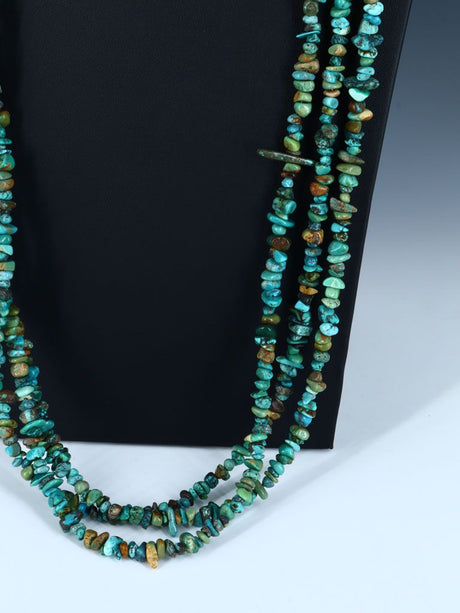 Native American Triple Strand Turquoise Necklace - PuebloDirect.com