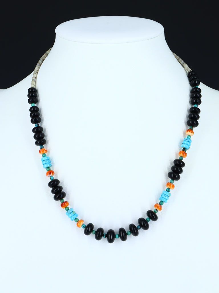 Native American Jewelry Turquoise and Jet Necklace - PuebloDirect.com