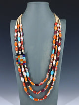 Native American Santo Domingo Spiny Oyster Mosaic Necklace - PuebloDirect.com