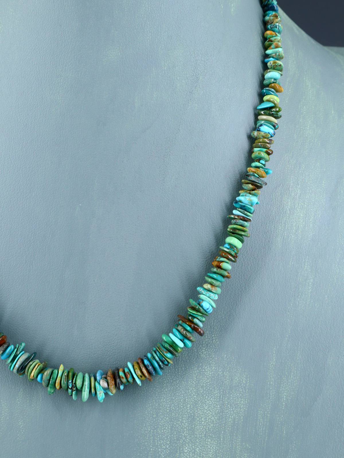 Navajo Single Strand Polychrome Turquoise Necklace - PuebloDirect.com