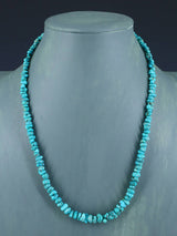 21" Navajo Single Strand Natural Lone Mountain Turquoise Necklace - PuebloDirect.com