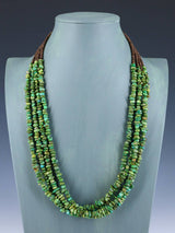 Navajo Three Strand Sonoran Gold Turquoise Necklace - PuebloDirect.com