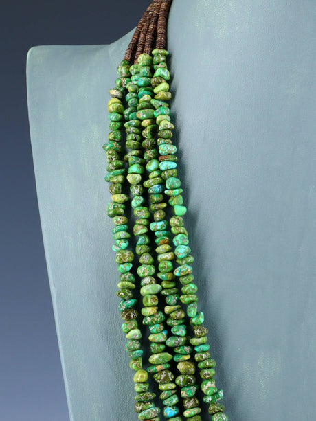 Navajo Three Strand Sonoran Gold Turquoise Necklace - PuebloDirect.com