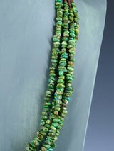 Navajo Three Strand Sonoran Gold Turquoise Necklace - PuebloDirect.com