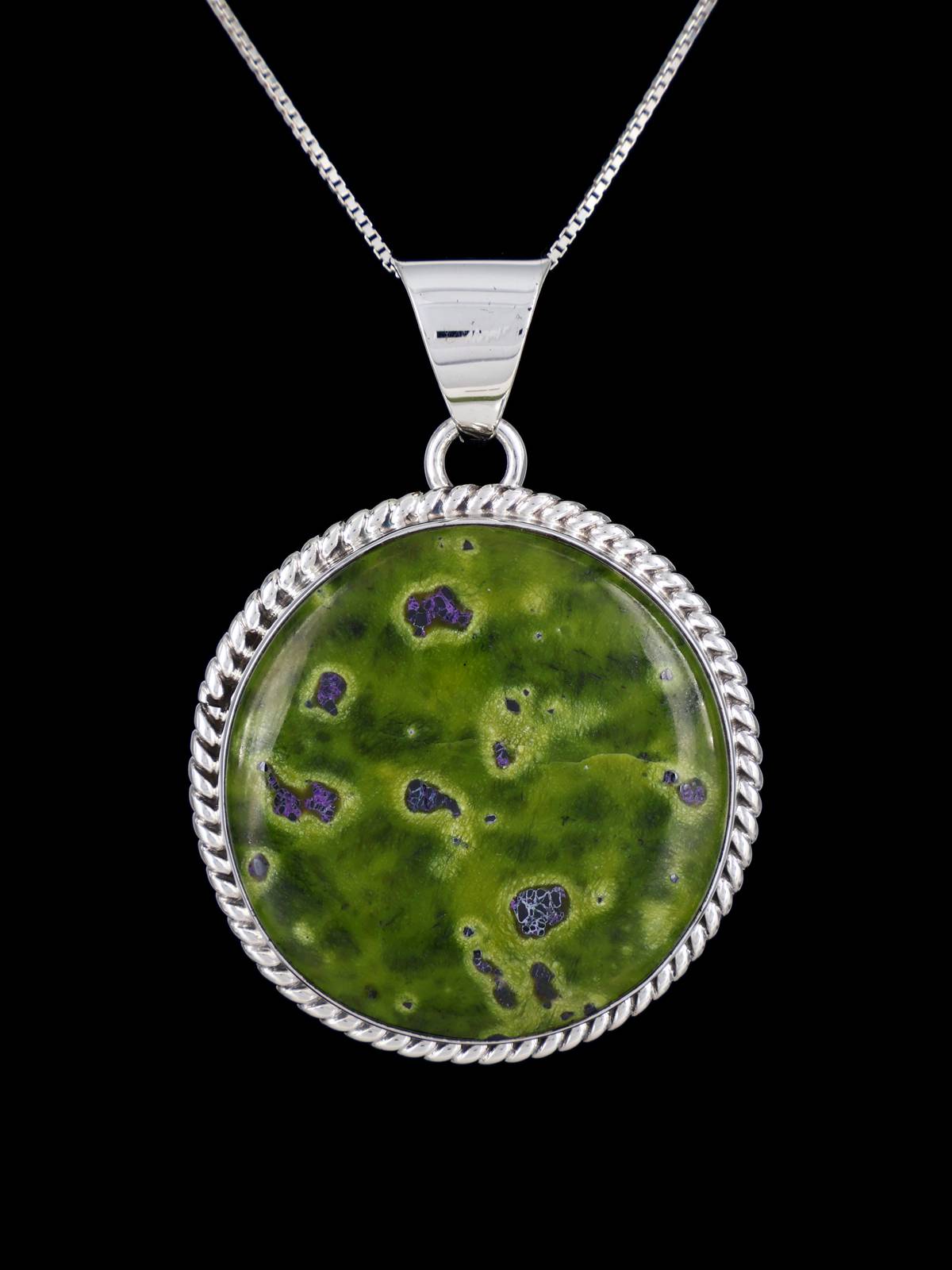 Atlantasite Navajo Sterling Silver Pendant - PuebloDirect.com