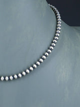 16" Navajo Jewelry Single Strand Sterling Silver Beaded Necklace - PuebloDirect.com