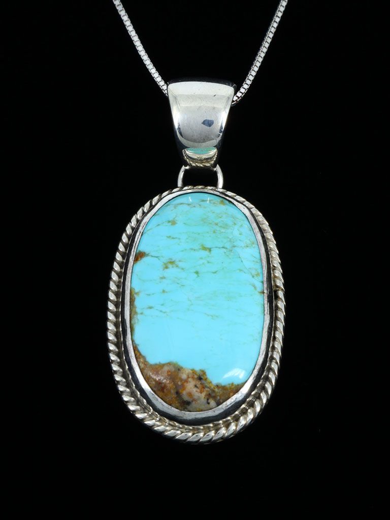 #8 Turquoise Navajo Sterling Silver Pendant - PuebloDirect.com