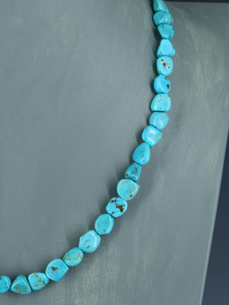 21" Native American Jewelry Single Strand Turquoise Nugget Necklace - PuebloDirect.com