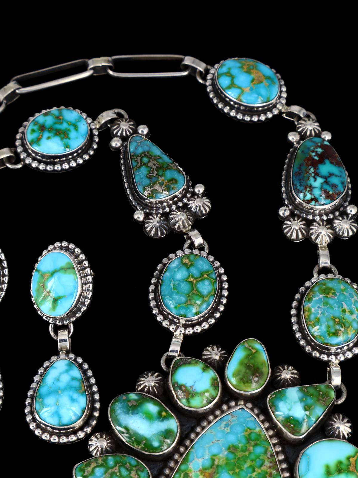 Native American Sterling Silver Sonoran Gold Turquoise Necklace