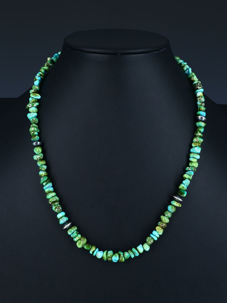 Native American Single Strand Sonoran Gold Turquoise Necklace - PuebloDirect.com