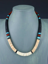 Collier amérindien de coquillages et turquoise de 18 po