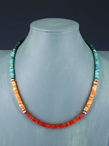 Southwest Single Strand Spiny Oyster and Turquoise Necklace