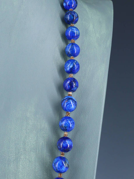 Native American Jewelry Single Strand Lapis and Spiny Oyster Necklace