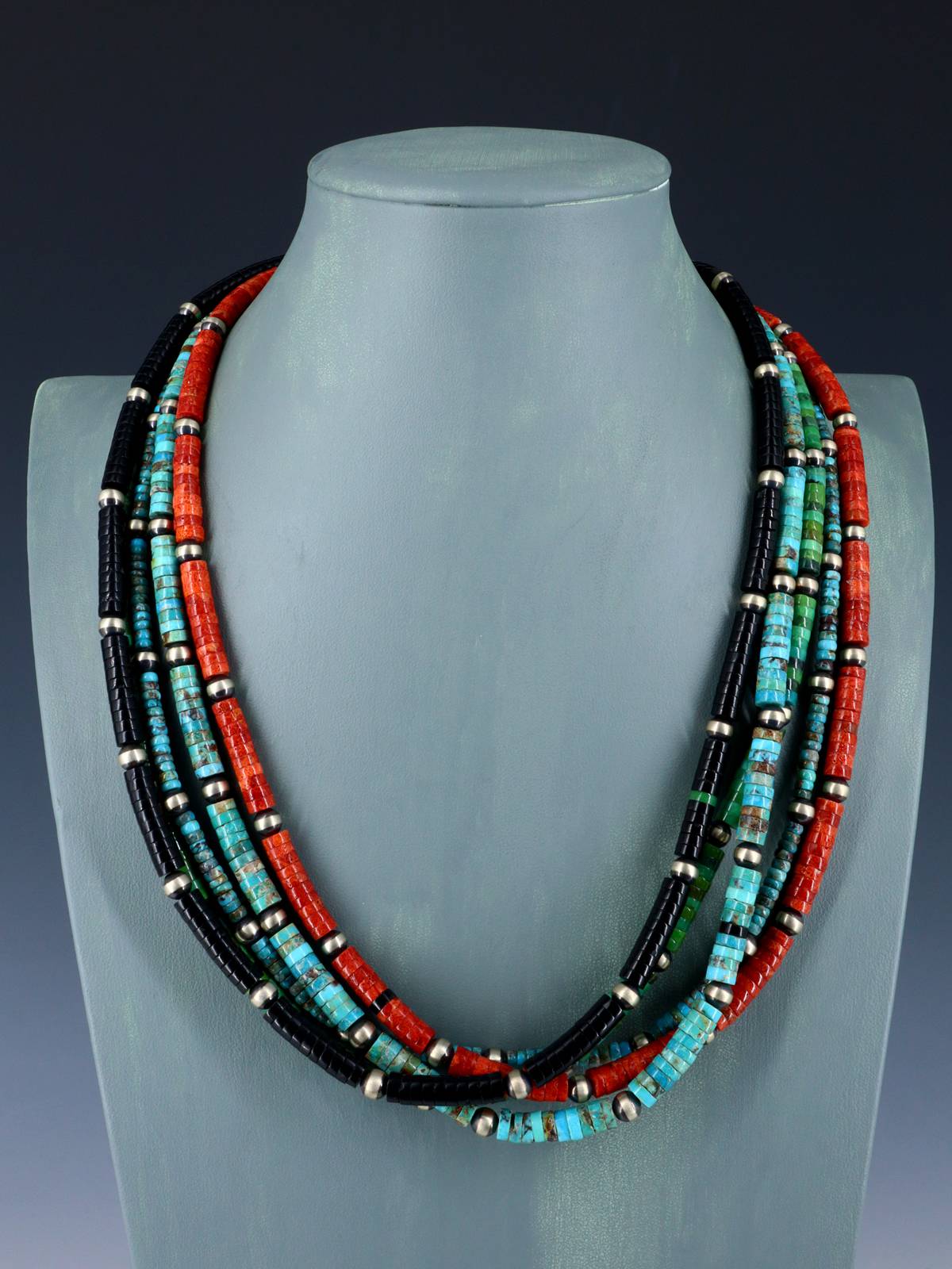 Southwest Sterling Silver Spiny Oyster and Turquoise Necklace