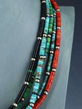 Southwest Sterling Silver Spiny Oyster and Turquoise Necklace