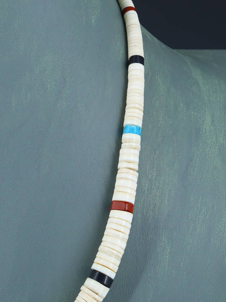 Collar de concha y turquesa de nativo americano de 18"