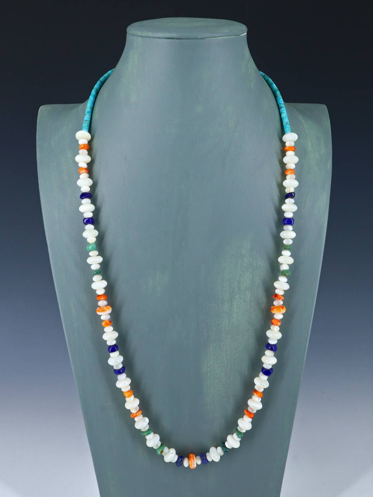 Santo Domingo Mother of Pearl Single Strand Beaded Necklace