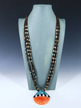 Native American Santo Domingo Abalone and Heishi Necklace with Inlaid Shell