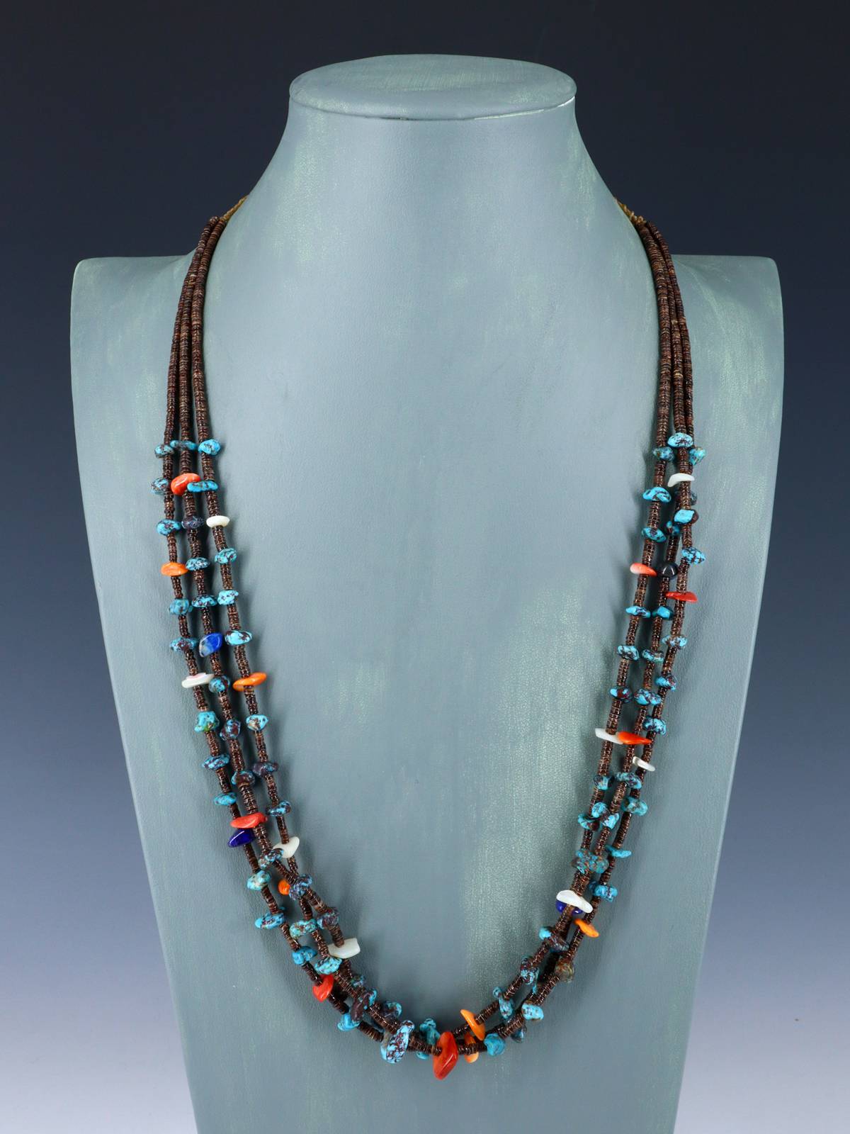 Santo Domingo Turquoise and Spiny Oyster Three Strand Necklace