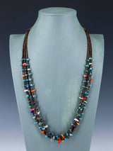 Santo Domingo Turquoise and Spiny Oyster Three Strand Necklace