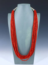 Bijoux amérindiens vintage Collier en corail naturel à 10 brins