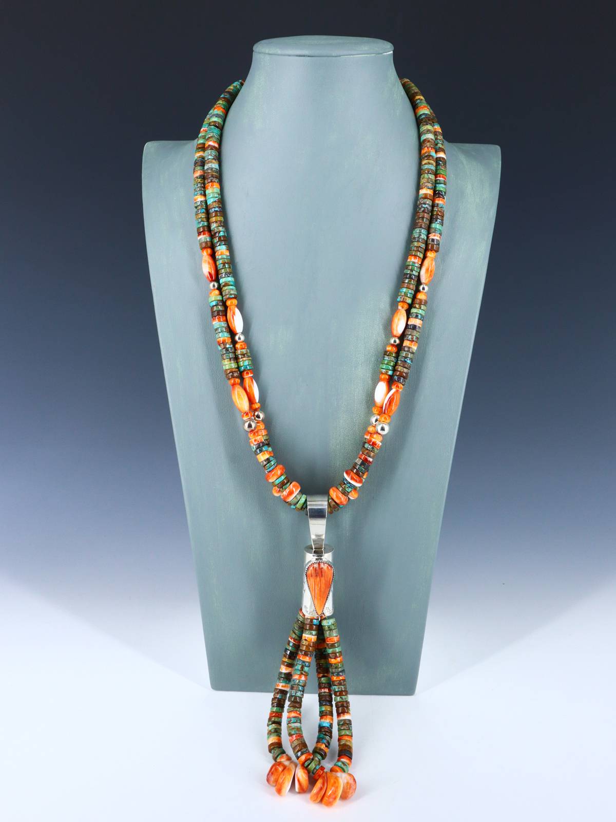 Native American Santo Domingo Spiny Oyster and Turquoise Necklace