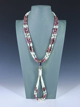 Santo Domingo Three Strand Charoite and Mother of Pearl Jocla Necklace