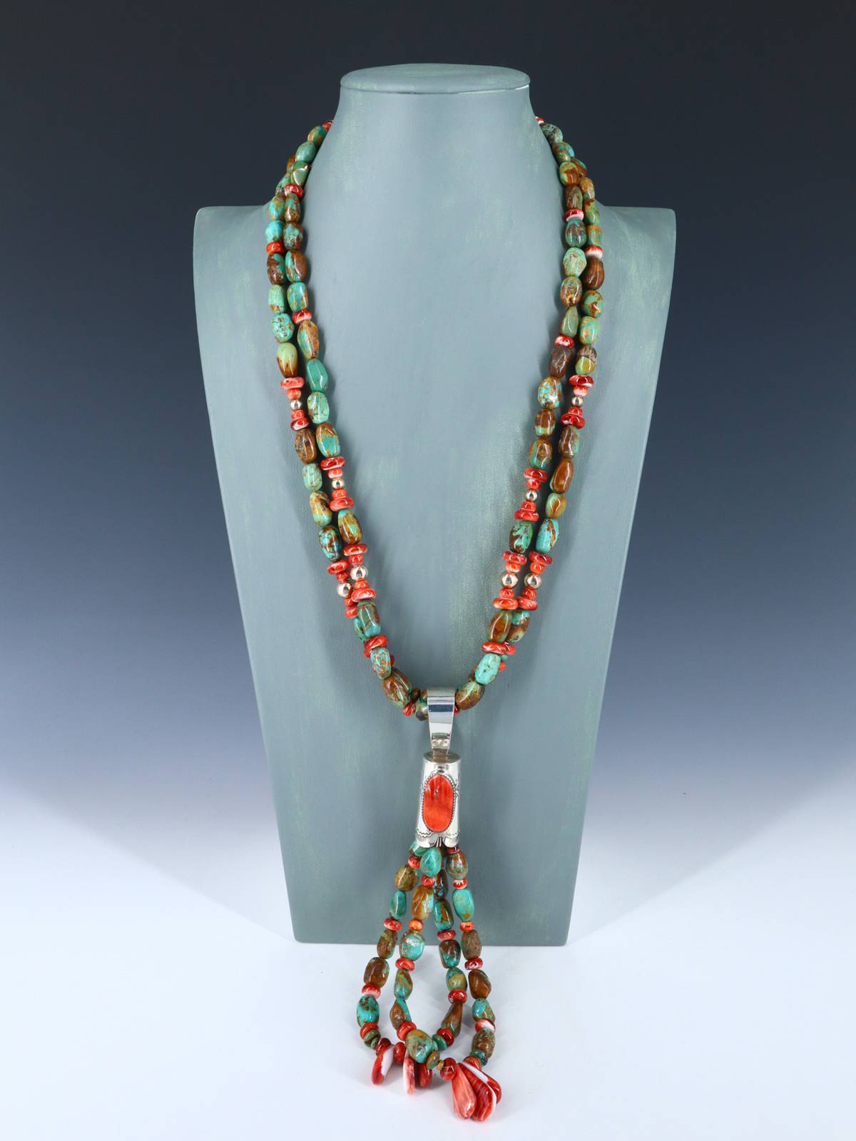 Native American Santo Domingo Spiny Oyster and Turquoise Necklace
