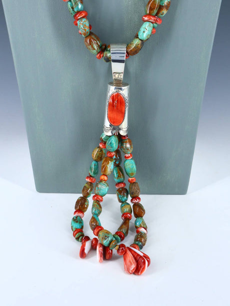 Native American Santo Domingo Spiny Oyster and Turquoise Necklace