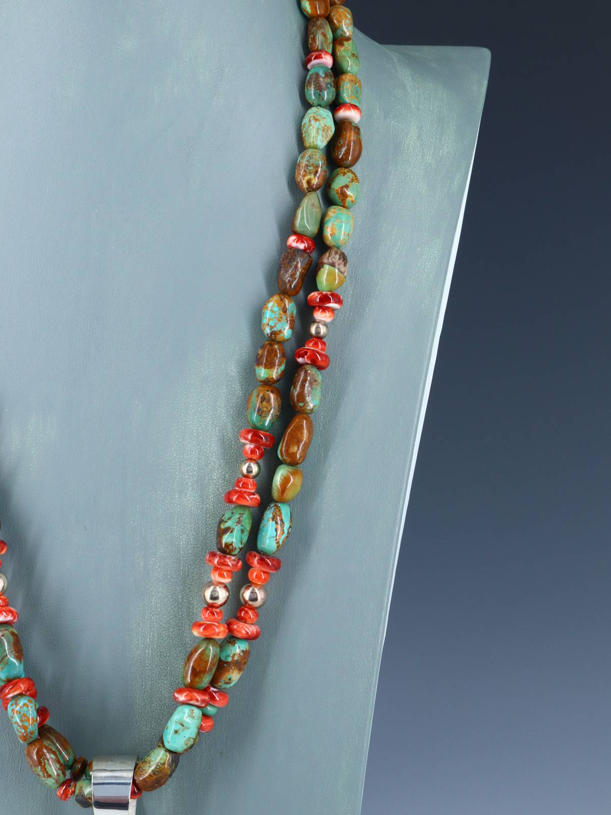 Native American Santo Domingo Spiny Oyster and Turquoise Necklace